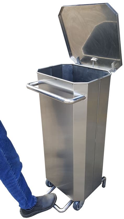 industrial trash bin with foot pedal and lid
